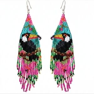 Colorful Toucan Beaded Earrings